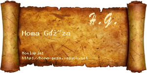 Homa Géza névjegykártya