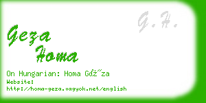 geza homa business card